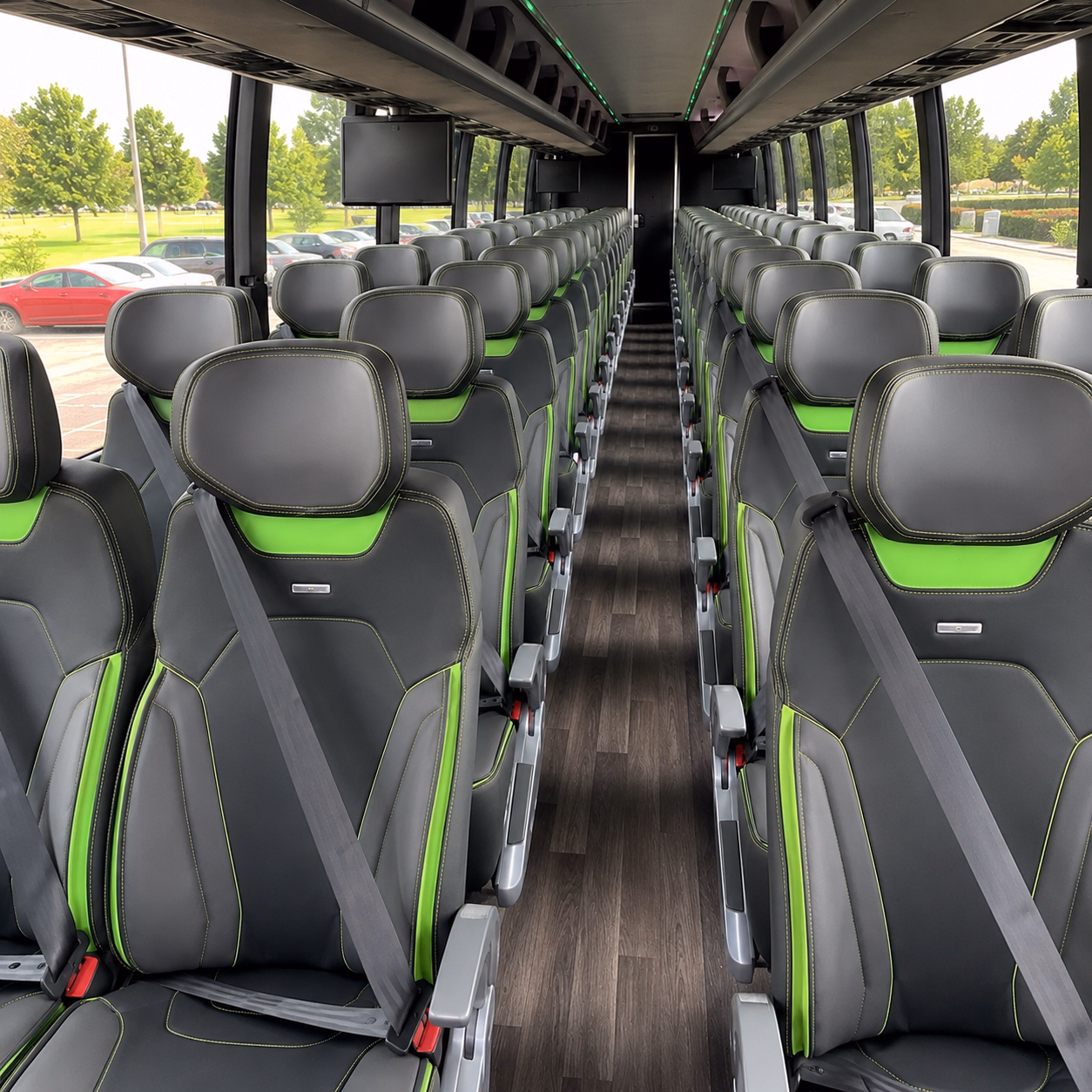 shoreline charter bus rental interior